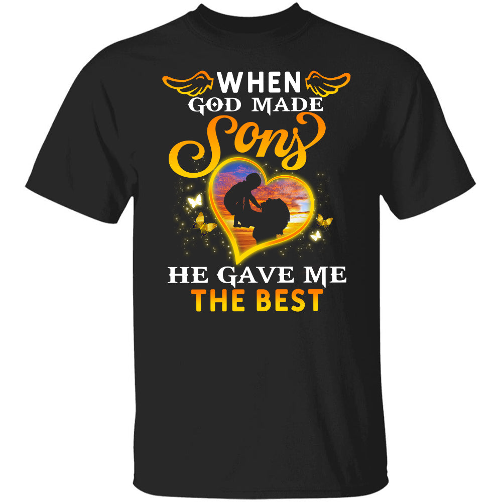 Mom and son silhouette, Sunset, When God made sons, He gave me the best - Family Apparel