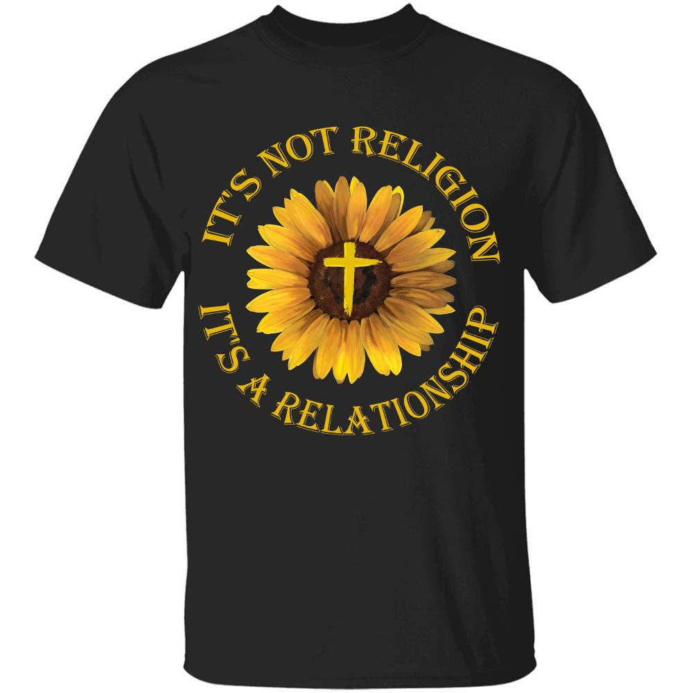 Sunflower painting, Yellow cross symbol, It&#39;s not religion, it&#39;s a relationship - Jesus Apparel