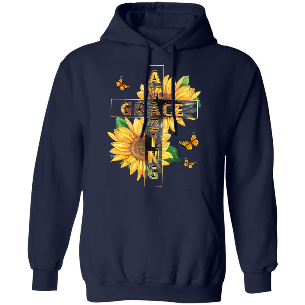Sunflower, The cross, Amazing Grace - Jesus Black Apparel