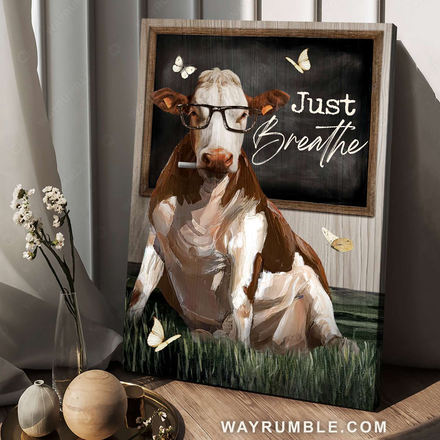 Cow painting, Chalk board, Just breathe - Jesus Portrait Canvas Prints, Christian Wall Art