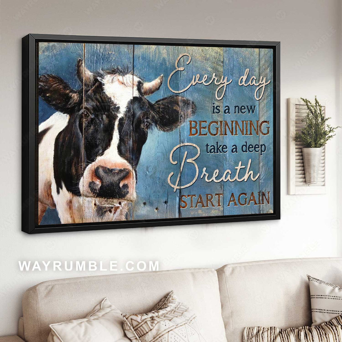Jesus, Funny Cow - Everyday is a new beginning Landscape Canvas Prints, Wall Art