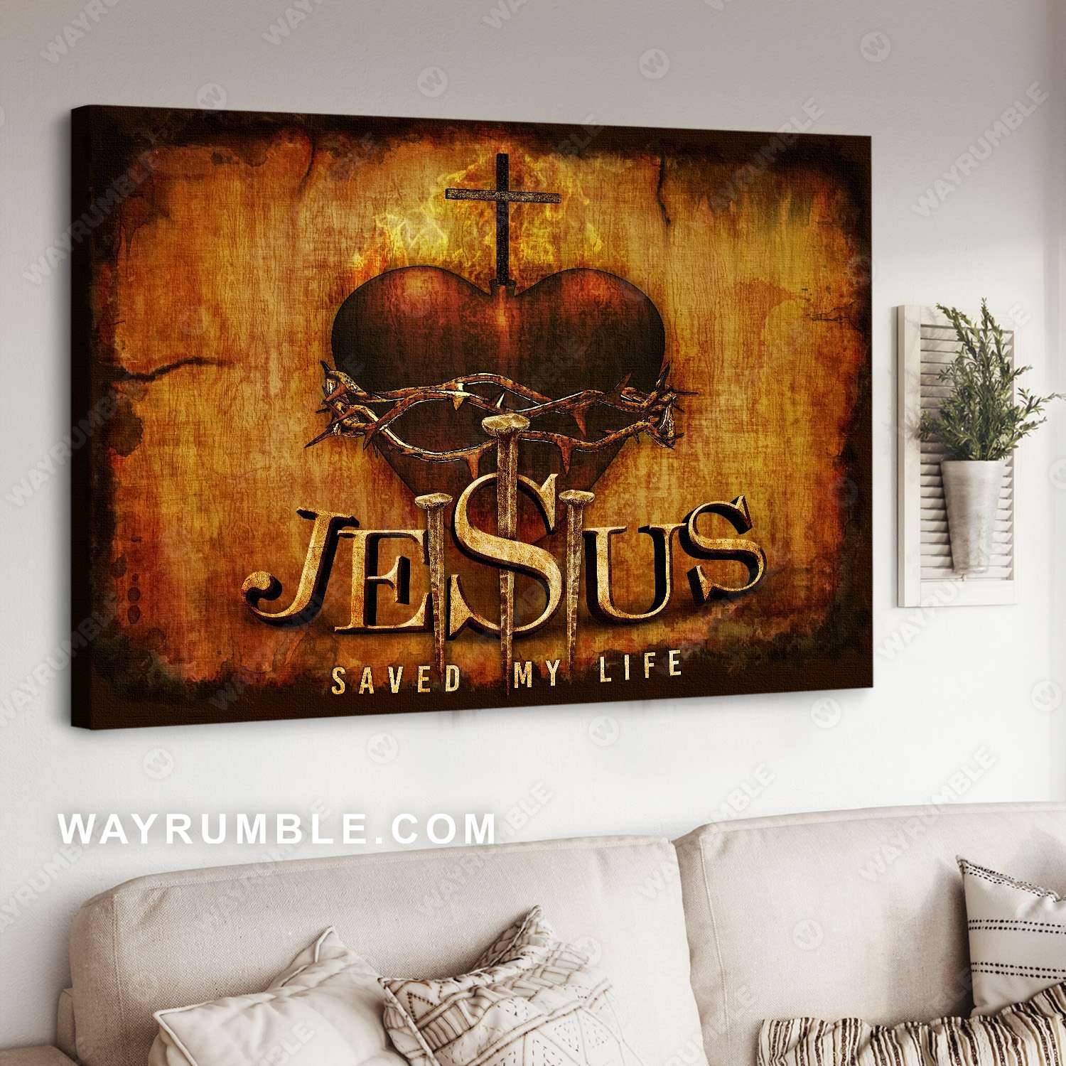 The savior, Sacred heart of Jesus, Three nails, Jesus saved my life - Jesus Landscape Canvas Prints, Christian Wall Art