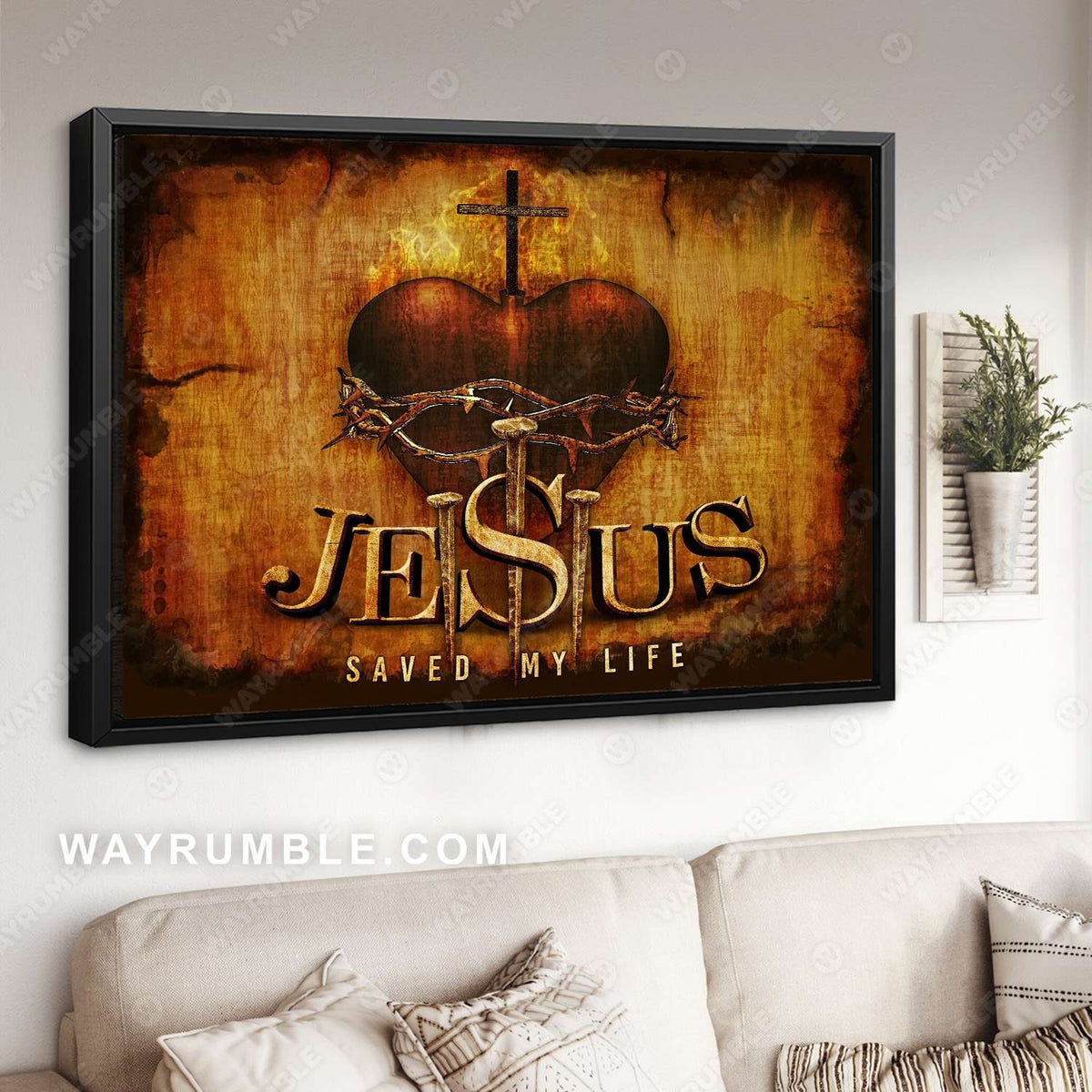 The savior, Sacred heart of Jesus, Three nails, Jesus saved my life - Jesus Landscape Canvas Prints, Christian Wall Art