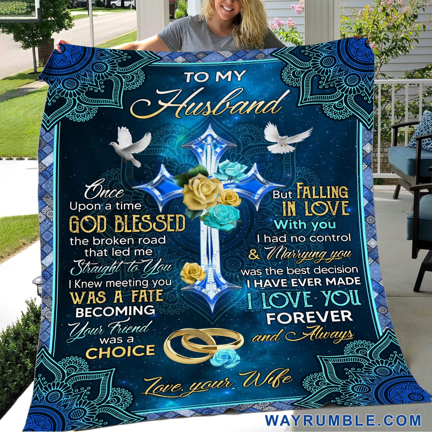 To my husband - Flower and dove - I knew meeting you was a fate - Blanket