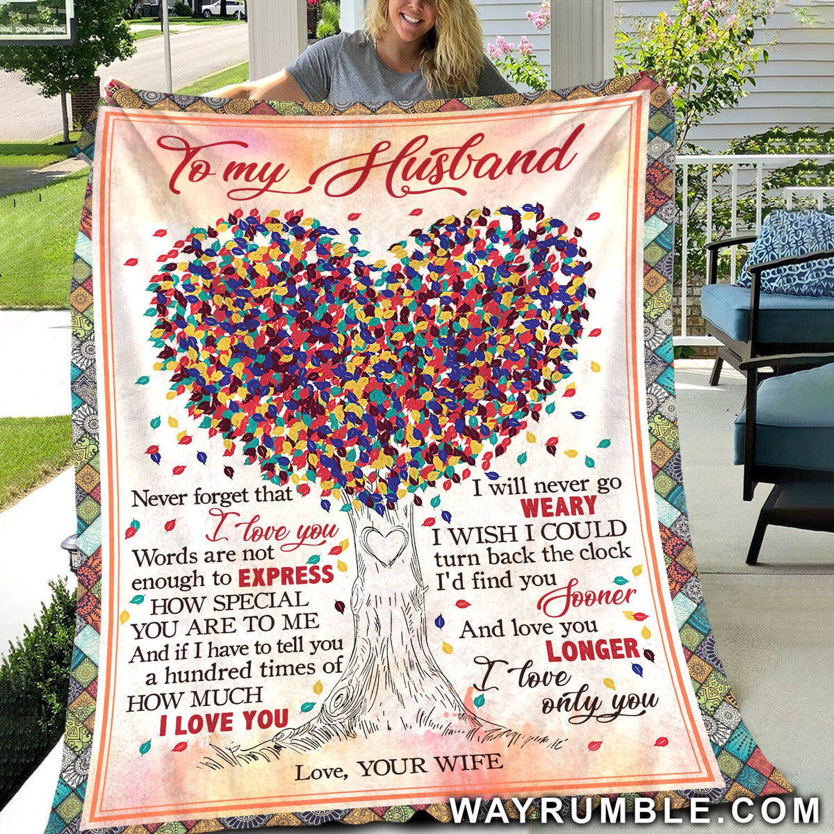 Never forget that I love you - To my husband, Couple, Heart tree Blanket