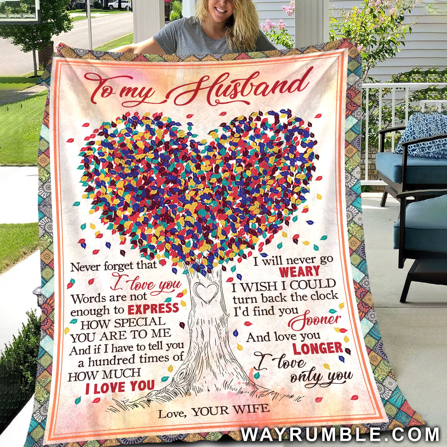 Never forget that I love you - To my husband, Couple, Heart tree Blanket