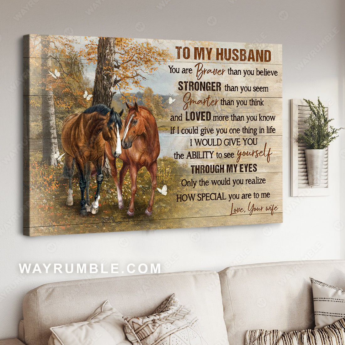 To my husband, Pretty forest, Horse painting, You are braver than you believe - Family Landscape Canvas Prints, Wall Art