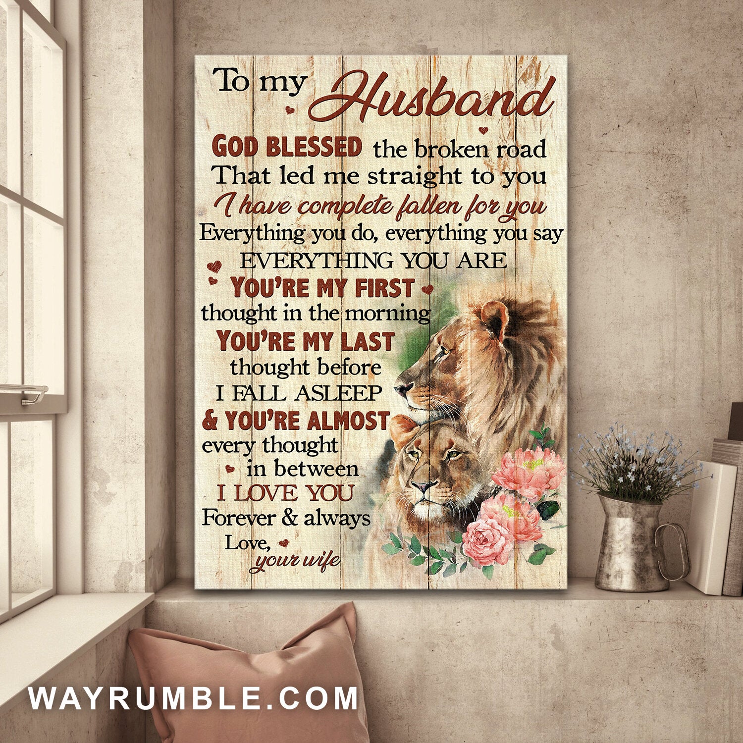 To My Husband, Lion couple, I have complete fallen for you - Couple Portrait Canvas Prints, Wall Art