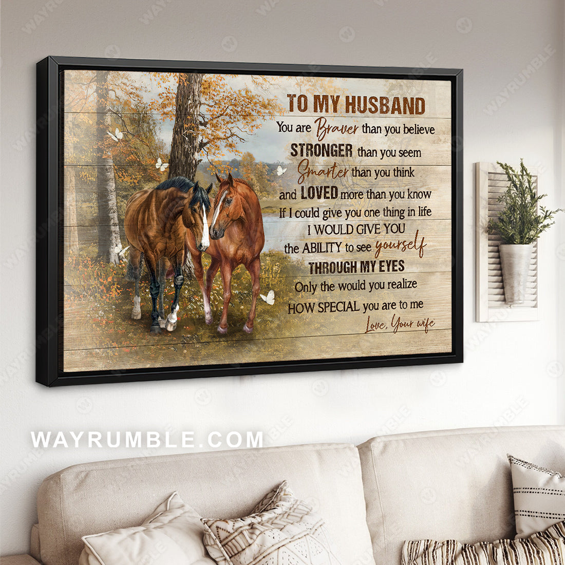 To my husband, Pretty forest, Horse painting, You are braver than you believe - Family Landscape Canvas Prints, Wall Art
