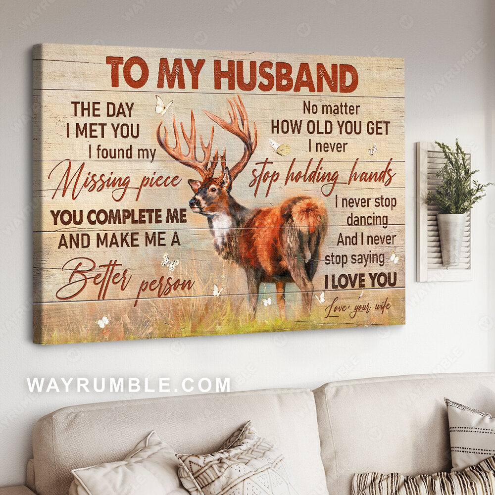 To my husband, Deer drawing, Meadow land, I never stop saying I love you - Family Landscape Canvas Prints, Wall Art