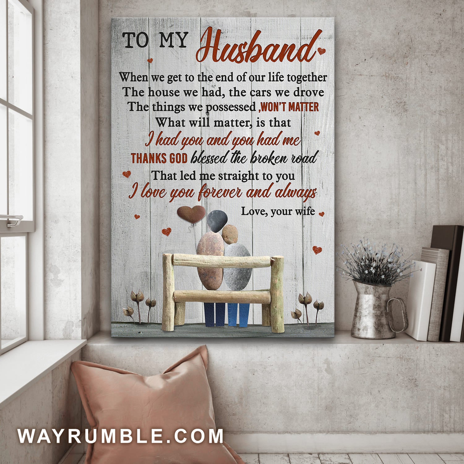 To my husband, Pebble Couple, I love you forever and always - Couple Portrait Canvas Prints, Wall Art