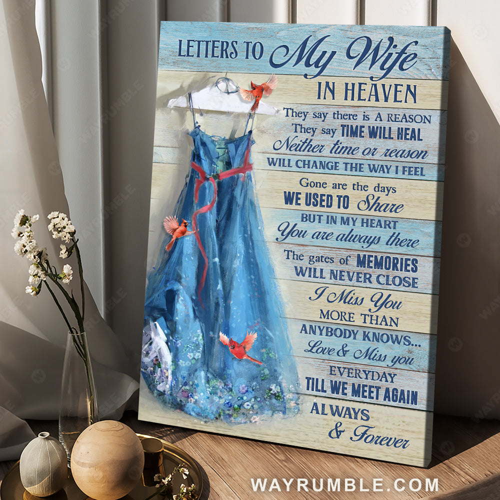 To my wife, Wedding dress, Red cardinal, I miss you more than anybody knows - Family Portrait Canvas Prints, Wall Art