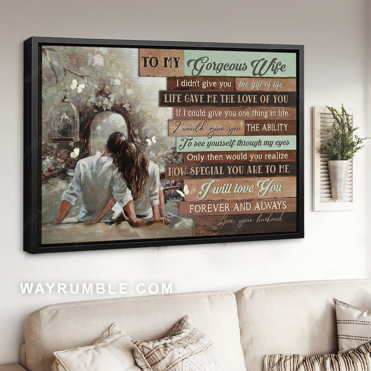 To my wife, Romantic relationship, Pretty garden, I will love you forever - Family Landscape Canvas Prints, Wall Art