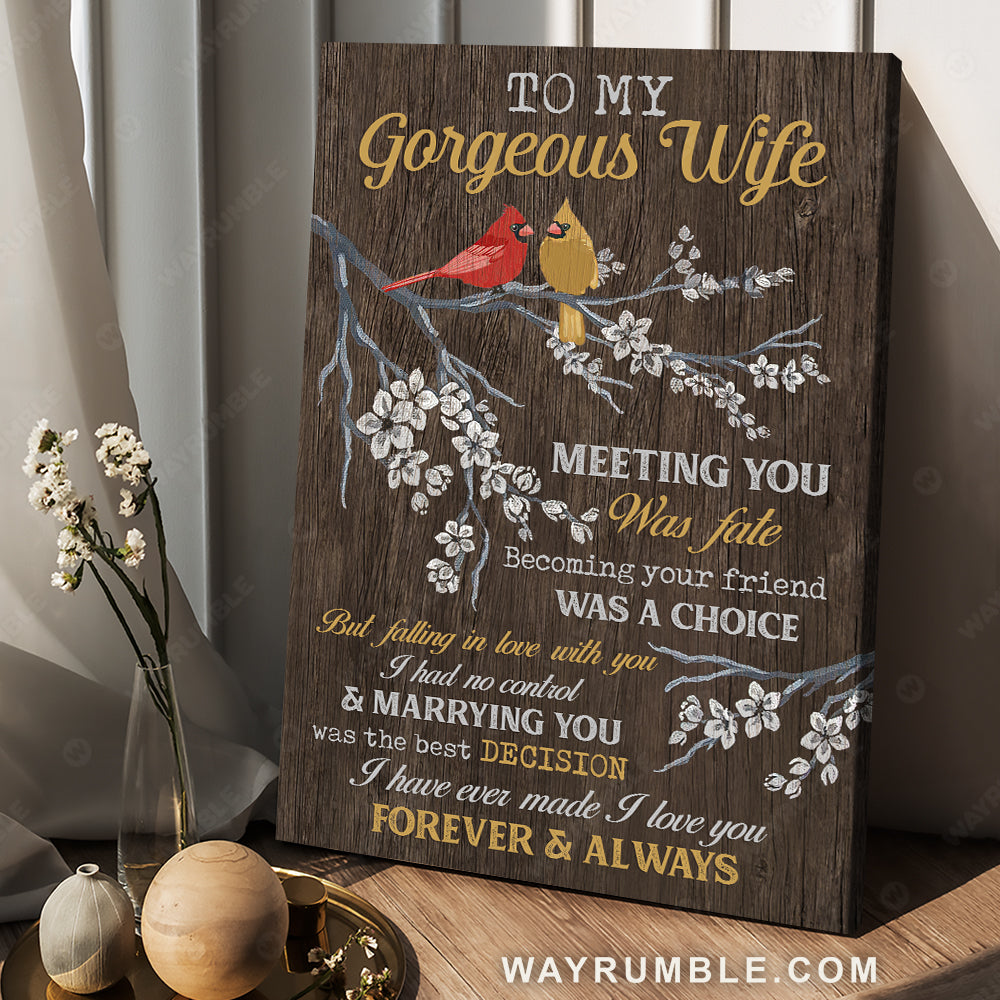 To my wife, Beautiful white flower, Cardinal, I love you forever and always - Family Portrait Canvas Prints, Wall Art