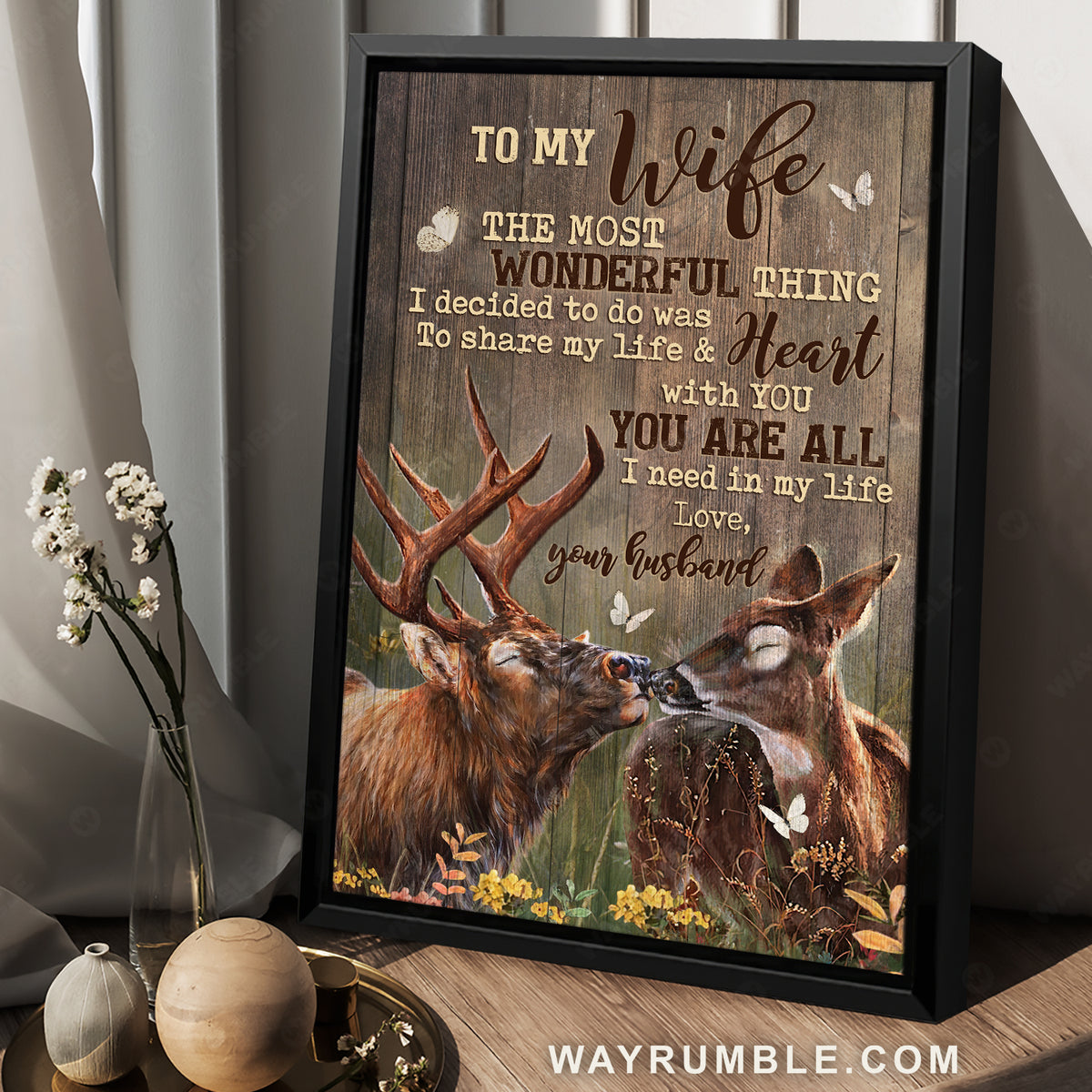 To my wife, Beautiful deer, Spring drawing, The most wonderful thing - Family Portrait Canvas Prints, Wall Art