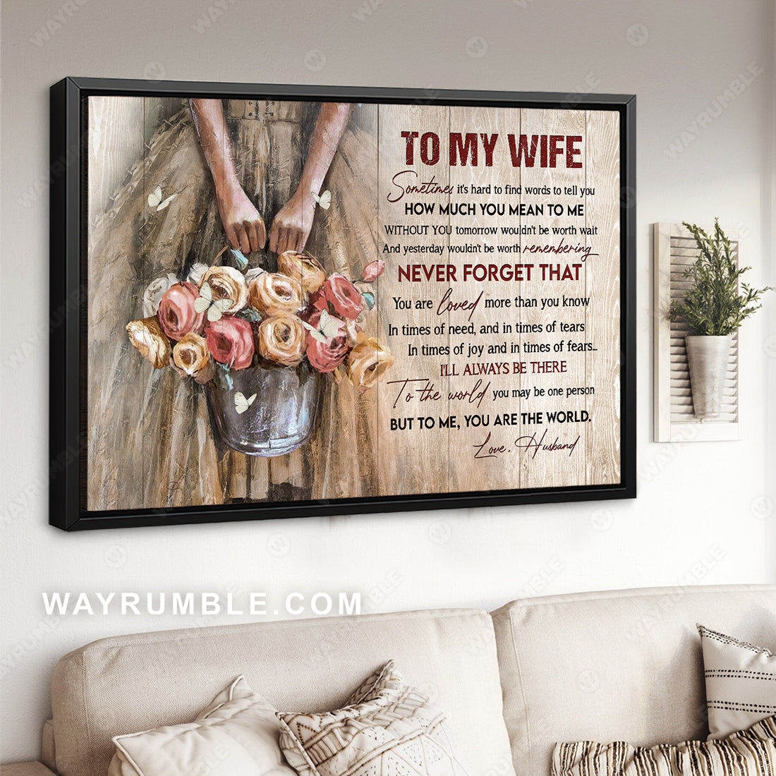To my wife, Vintage rose, Beautiful dress, I&#39;ll always be there - Family Landscape Canvas Prints, Wall Art