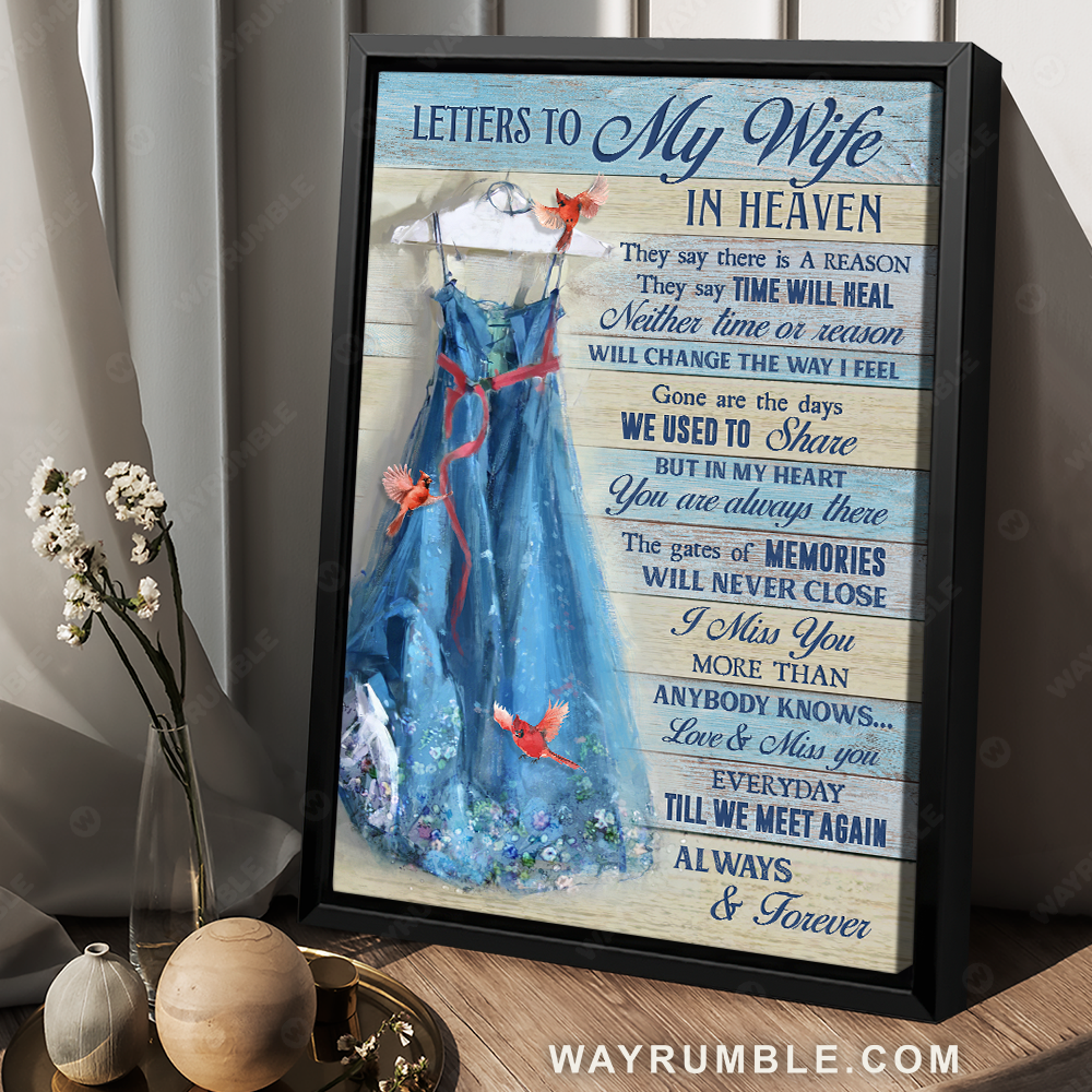 To my wife, Wedding dress, Red cardinal, I miss you more than anybody knows - Family Portrait Canvas Prints, Wall Art