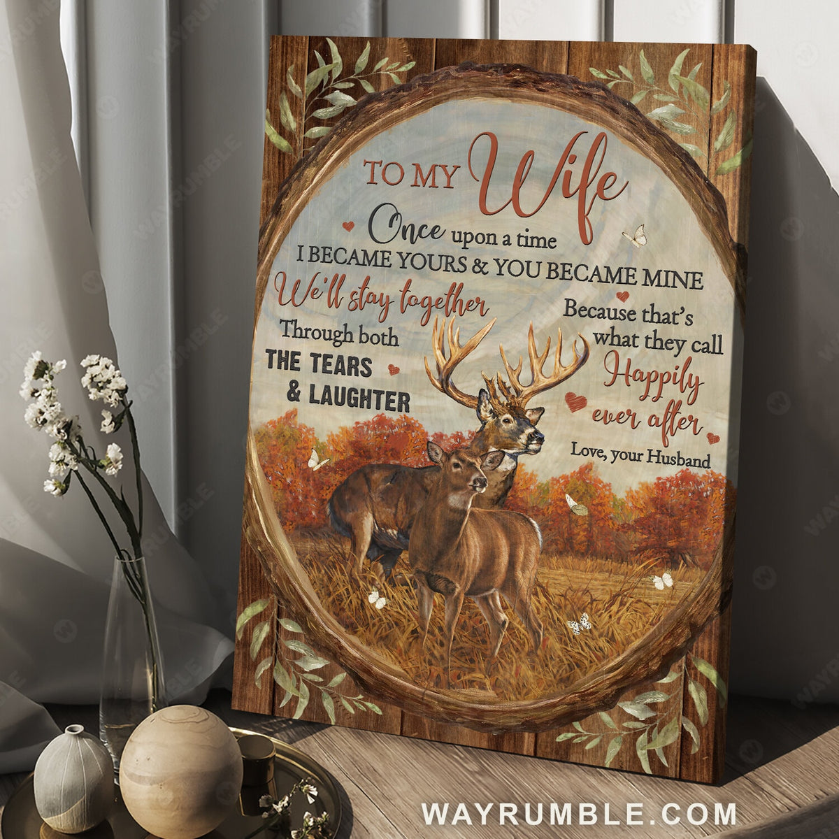 To my wife, Deer drawing, Autumn forest, We&#39;ll stay together - Family Portrait Canvas Prints, Wall Art