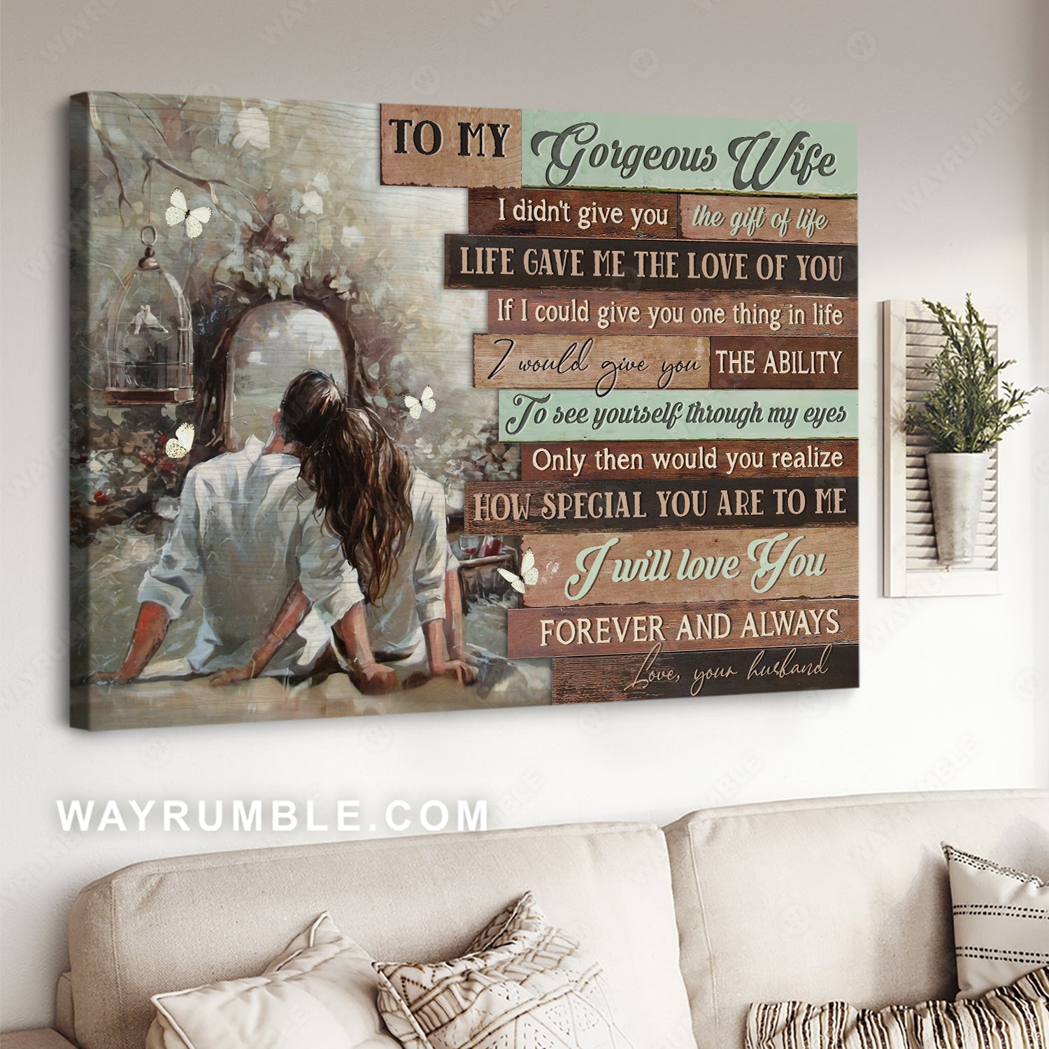 To my wife, Romantic relationship, Pretty garden, I will love you forever - Family Landscape Canvas Prints, Wall Art