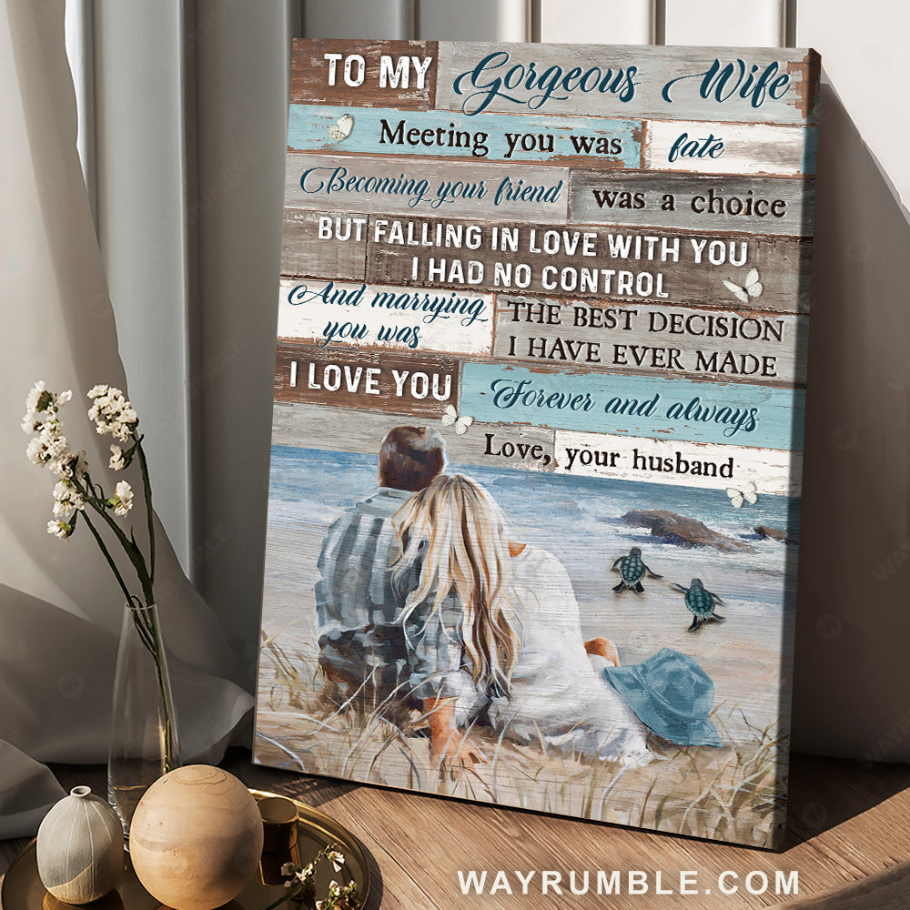 To my wife, Couple drawing, Ocean view, I love you forever and always - Family Portrait Canvas Prints, Wall Art