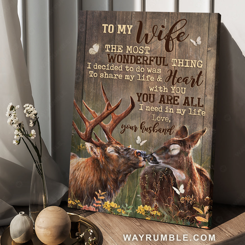 To my wife, Beautiful deer, Spring drawing, The most wonderful thing - Family Portrait Canvas Prints, Wall Art