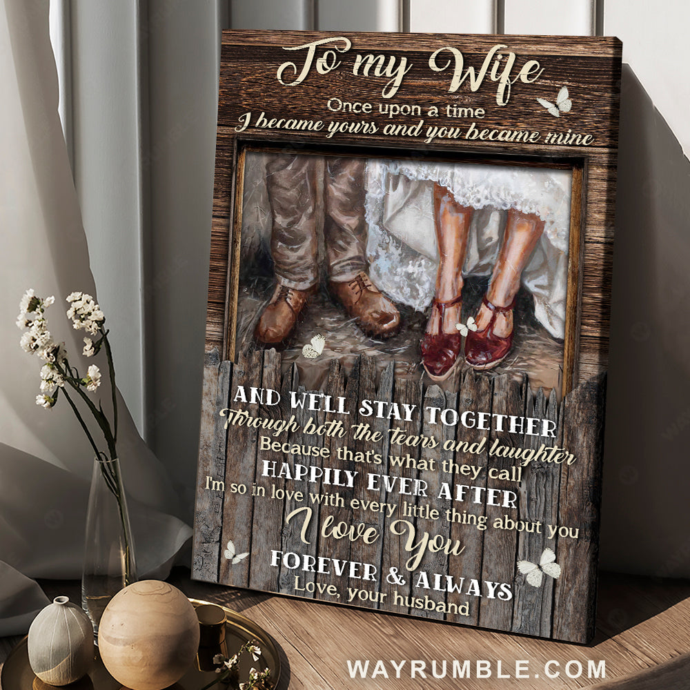 To my wife, Wedding dress, White butterfly, Once upon a time - Family Portrait Canvas Prints, Wall Art