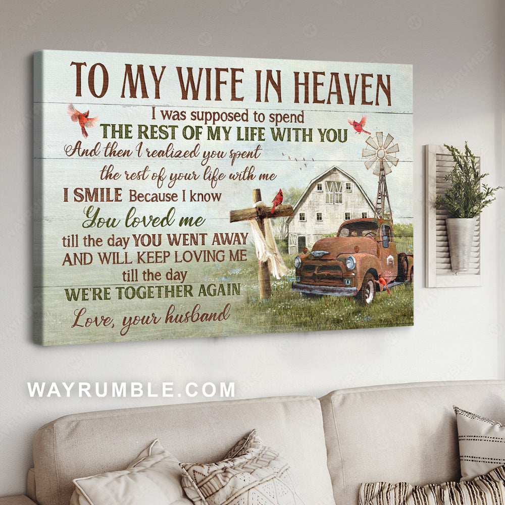 To my wife, Old ladybug car, Countryside painting, I know you loved me - Family Landscape Canvas Prints, Wall Art