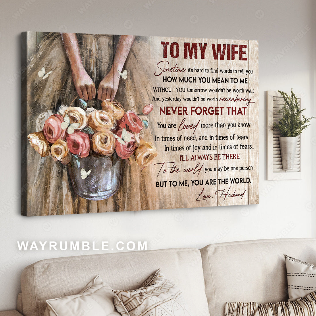 To my wife, Vintage rose, Beautiful dress, I'll always be there - Family Landscape Canvas Prints, Wall Art