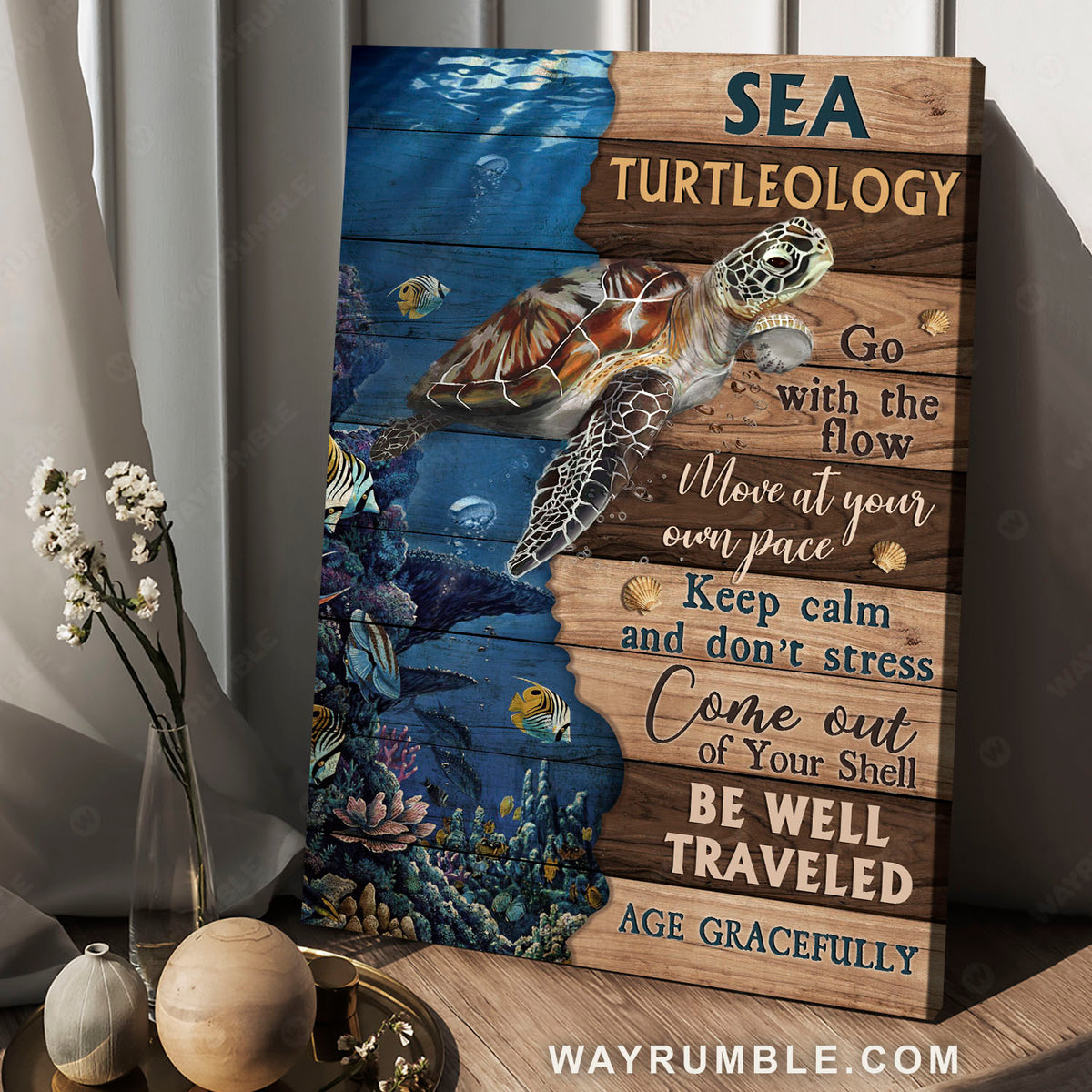 Sea turtle, Ocean painting, Coral reef, Go with the flow Turtle Port  Wayrumble