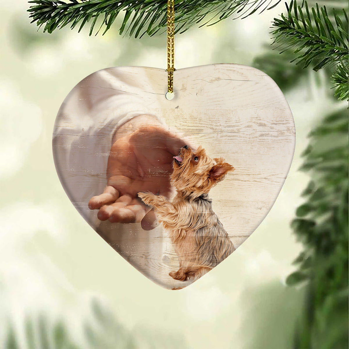 Jesus - Yorkshire take my hand - Ceramic Heart Ornament