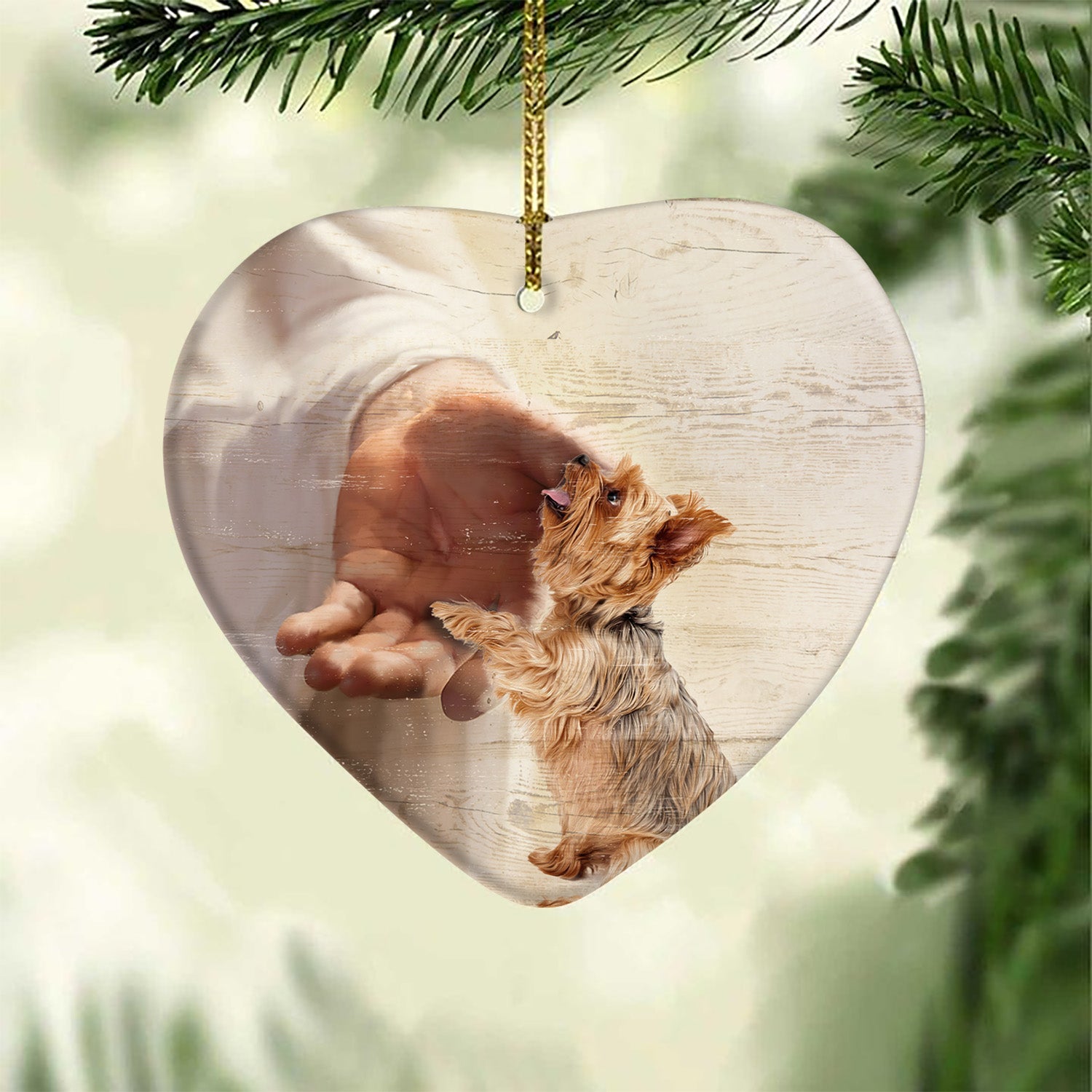 Jesus - Yorkshire take my hand - Ceramic Heart Ornament