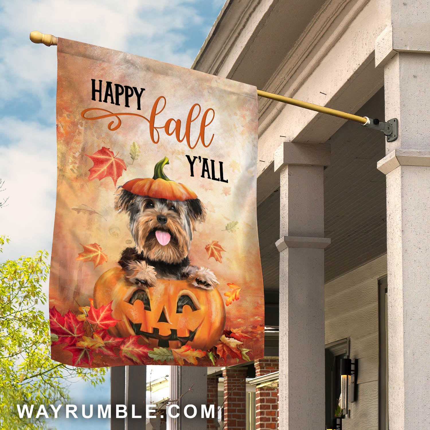 Happy fall you all - Yorkshire, Pumpkin, Halloween Flag