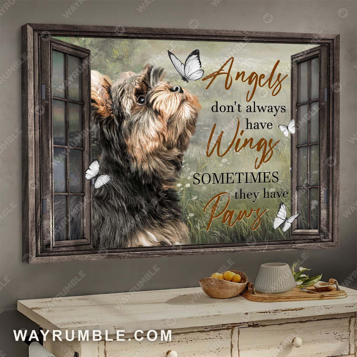 Yorkshire Terrier, On the grass, Angles don&#39;t always have wings - Jesus Landscape Canvas Prints, Wall Art