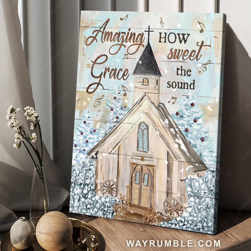 Beautiful church, Flower garden, Religious song, Amazing grace - Jesus Portrait Canvas Prints, Christian Wall Art