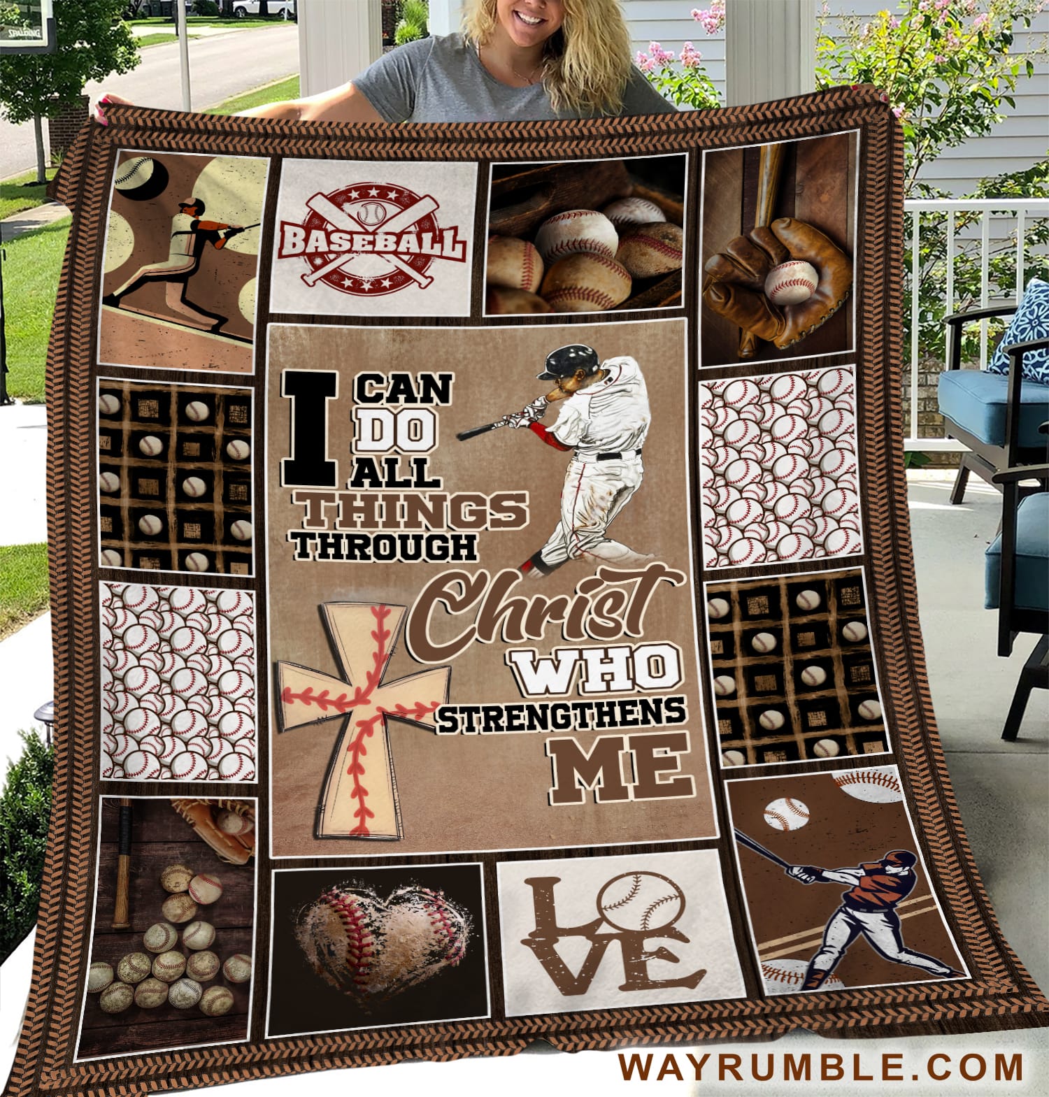 Jesus - Baseball - I can do all things through Christ who strengthens me - Blanket