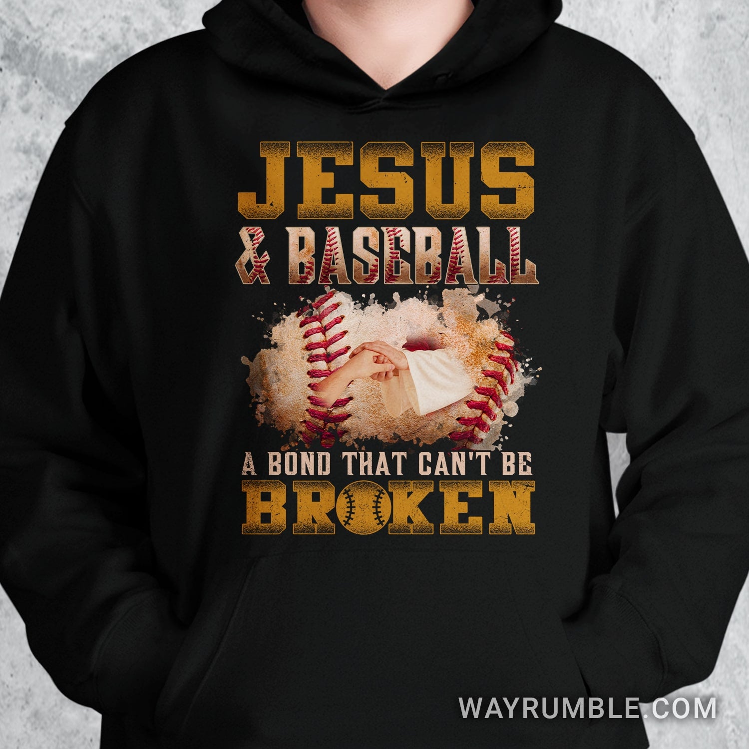 Baseball, Jesus hand, A bond that can't be broken - Jesus Black Apparel
