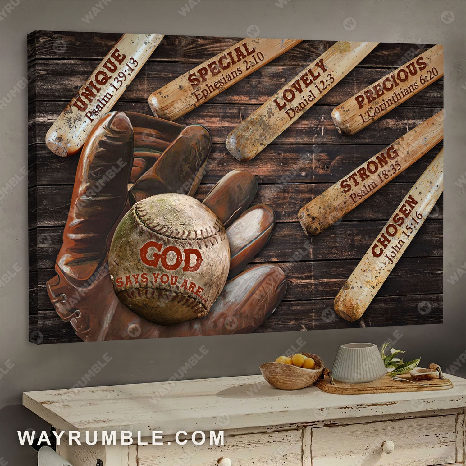 Baseball, God says you are unique, special - Jesus Landscape Canvas Prints, Wall Art
