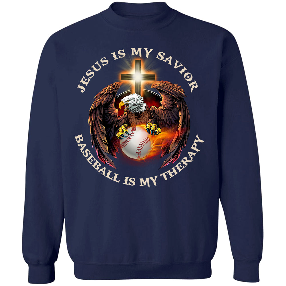 Eagle - Jesus is my savior, baseball is my therapy - Baseball Apparel