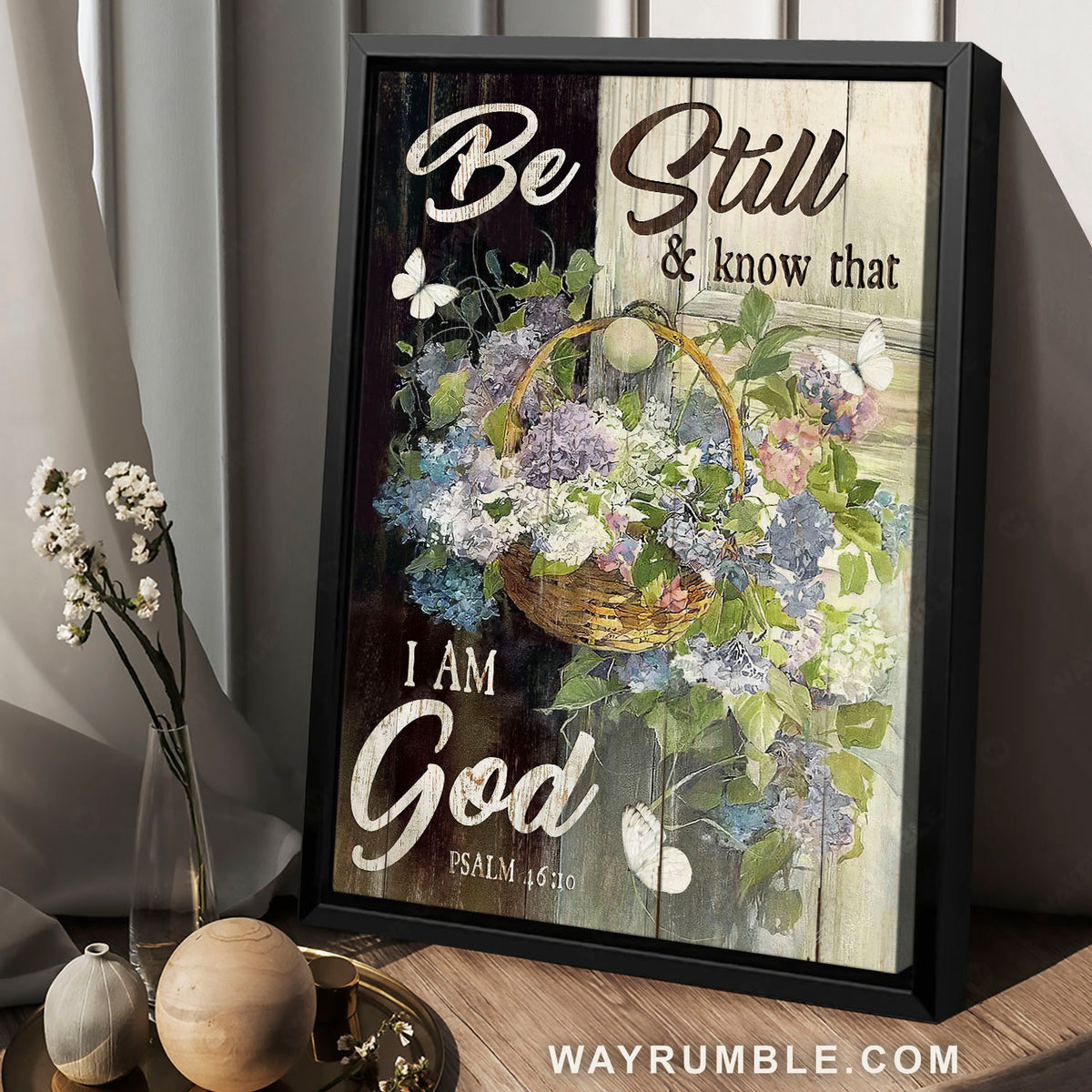 Flower basket, Stunning flowers, White butterfly, Be still &amp; know that I am God - Jesus Portrait Canvas Prints, Home Decor Wall Art