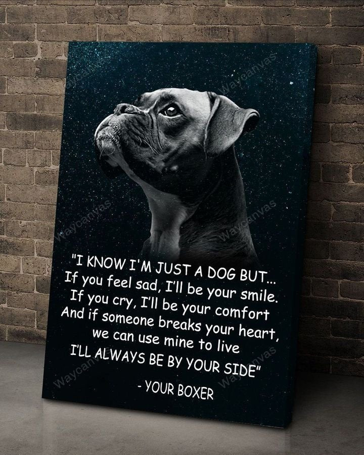 Boxer, Star Sky, I will always be by your side - Boxer Portrait Canvas Prints, Wall Art
