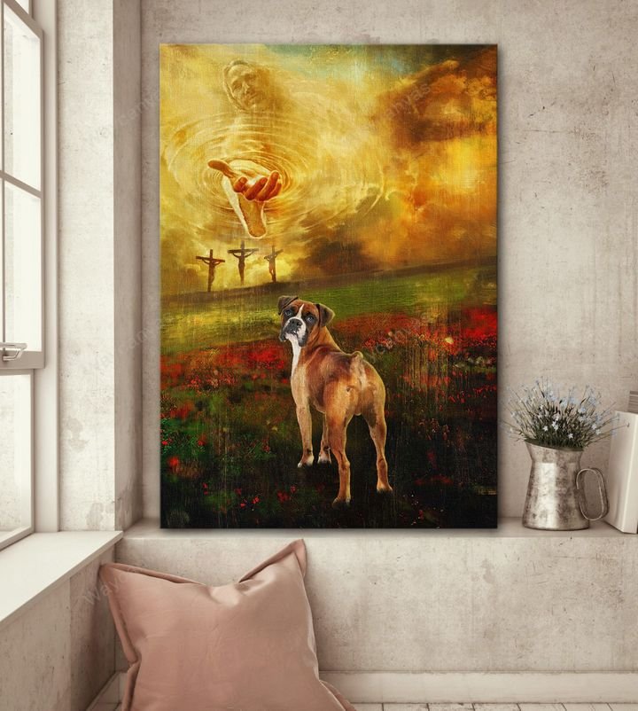Jesus Painting, Boxer, Flower field, To the beautiful world - Boxer Portrait Canvas Prints, Wall Art