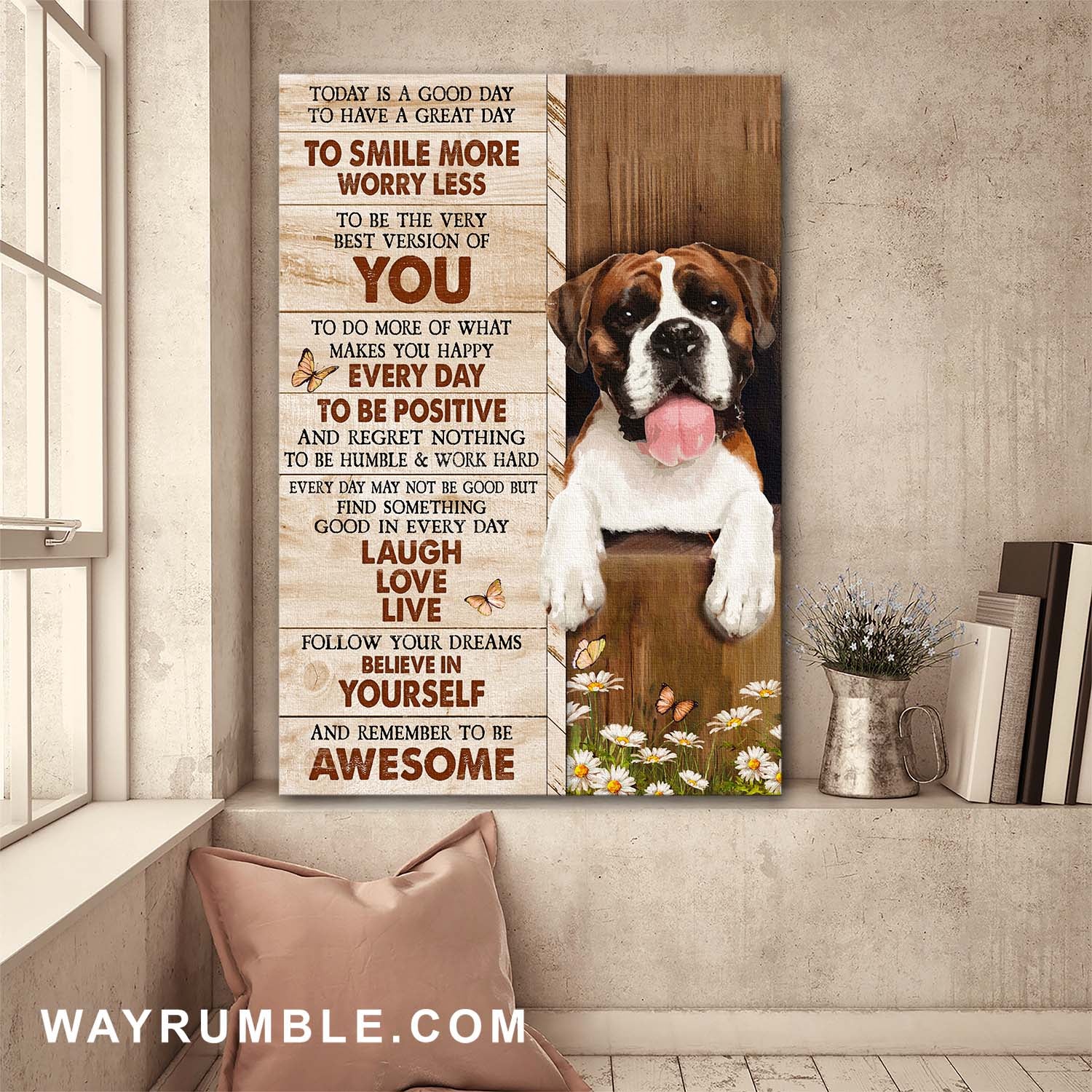 Boxer, Believe in yourself and remember to be awesome - Dog Portrait Canvas Prints, Wall Art