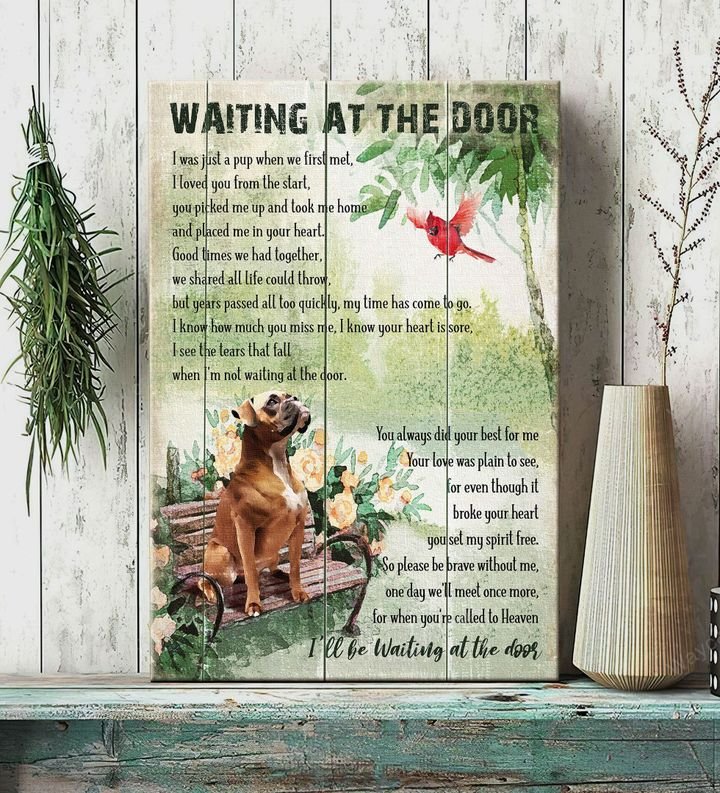 Boxer, Park, Cardinal, Waiting at the door for you - Boxer Portrait Canvas Prints, Wall Art