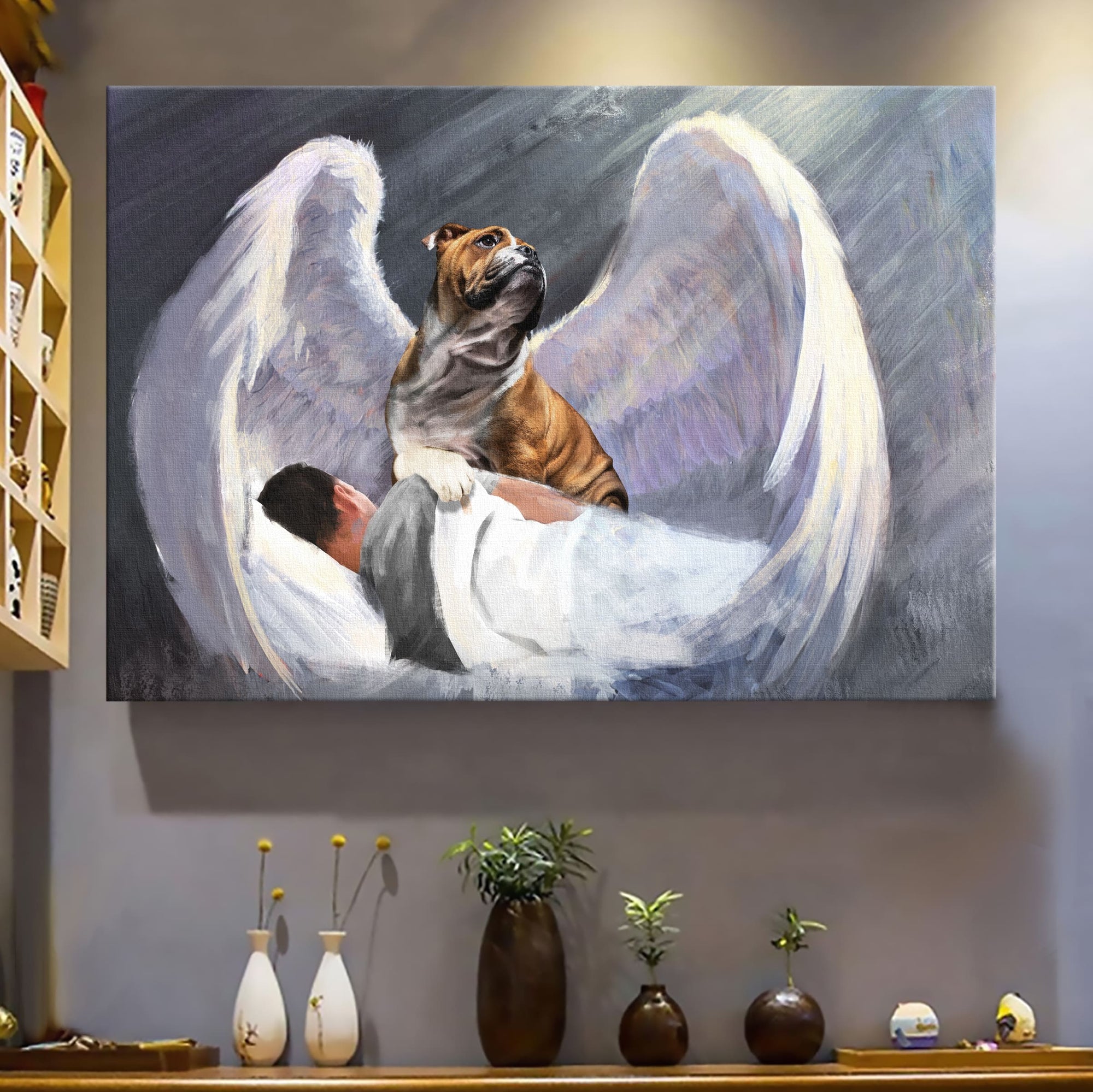 Bulldog Angel, Sleeping man, Mystic Light - Bulldog Landscape Canvas Prints, Wall Art