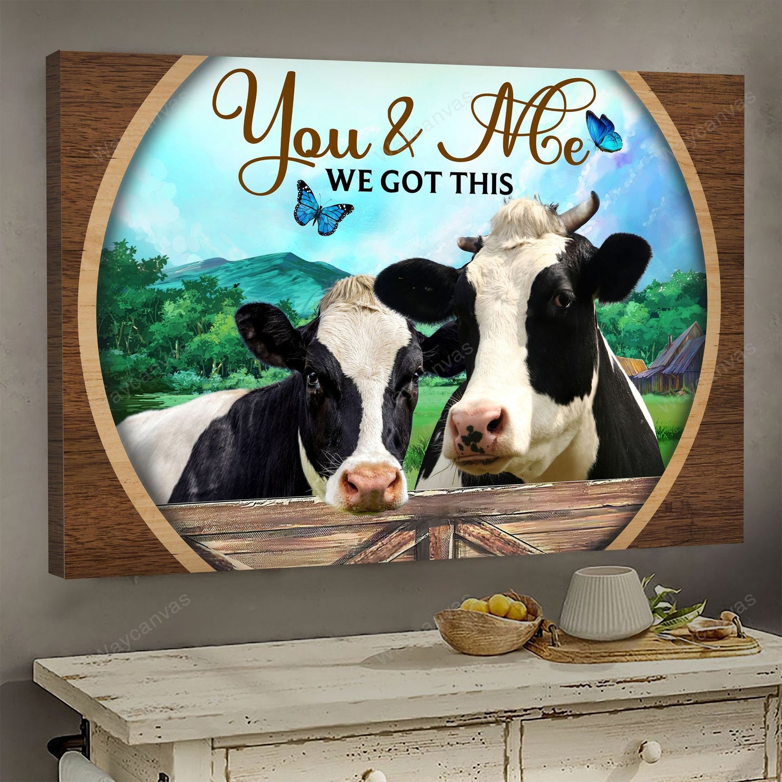 Dairy cattle, Peaceful farm, You and me we got together - Couple Landscape Canvas Prints, Wall Art