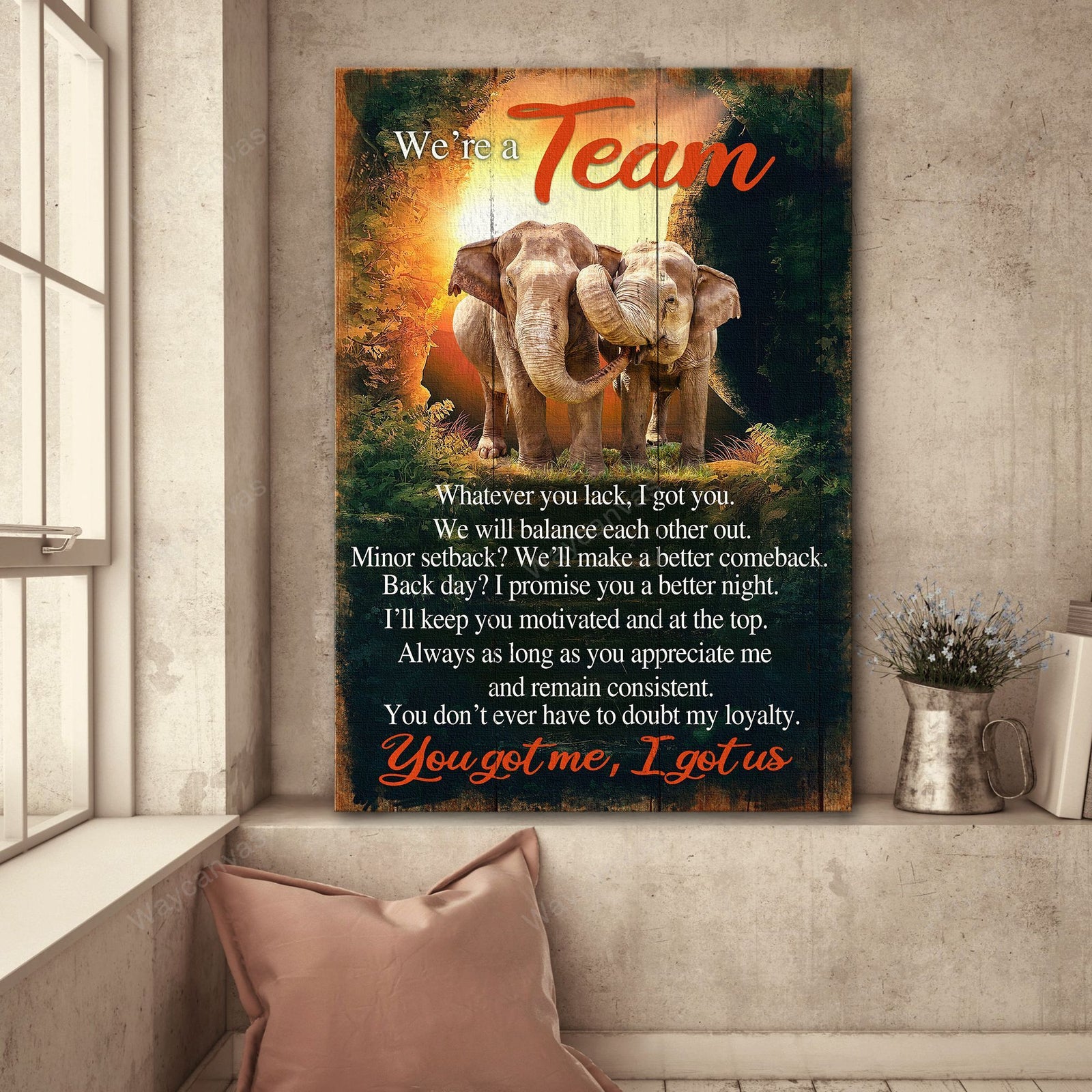 Elephant Couple, Into the forest, You got me, I got us - Couple Portrait Canvas Prints, Wall Art