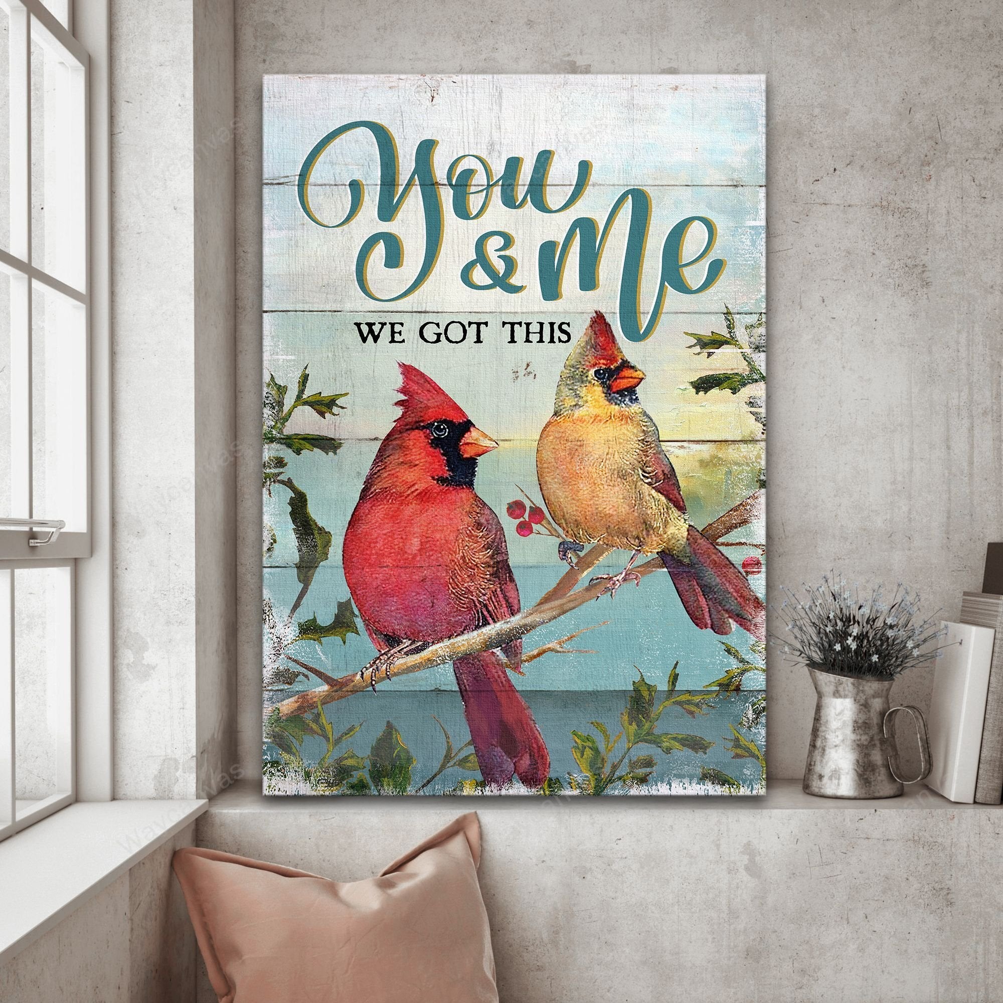 Cardinal couple, You and me we got this - Couple Portrait Canvas Prints, Wall Art