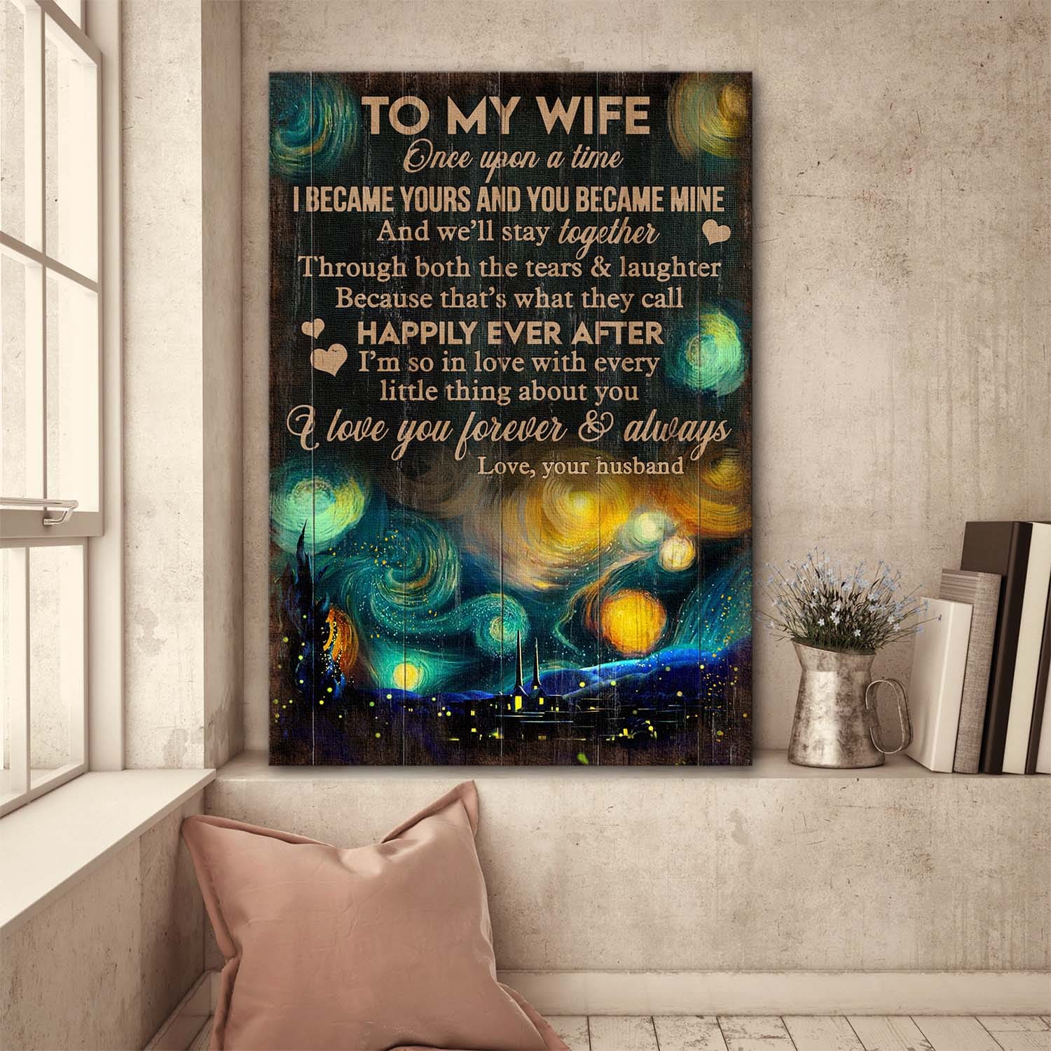 To my wife, Starry night, Once upon a time, I became yours and you became mine - Family Portrait Canvas Prints, Wall Art