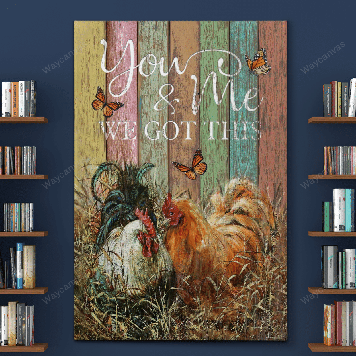 Chicken couple, Butterfly, You and me we got this - Couple Portrait Canvas Prints, Wall Art