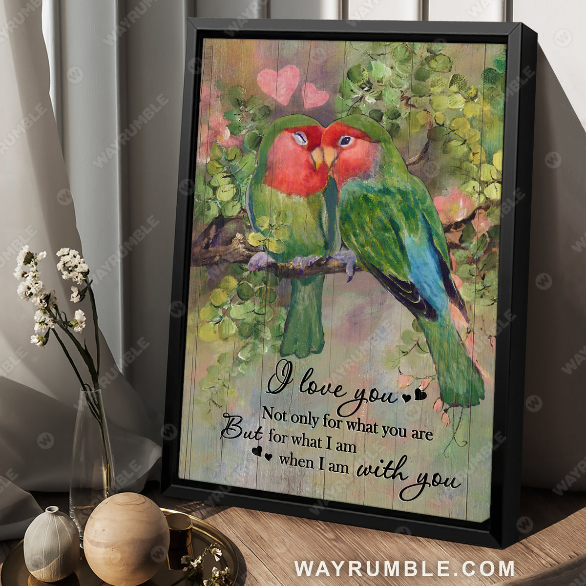 Sweet Lovebird, Parrot couple, Happy relationship, I love you not only for what you are - Couple Portrait Canvas Prints, Wall Art
